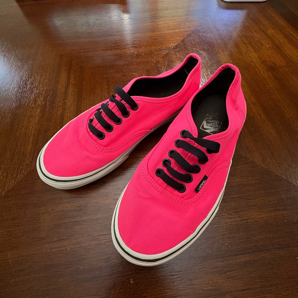 Vans Neon Pink Canvas Shoes with Black Accents